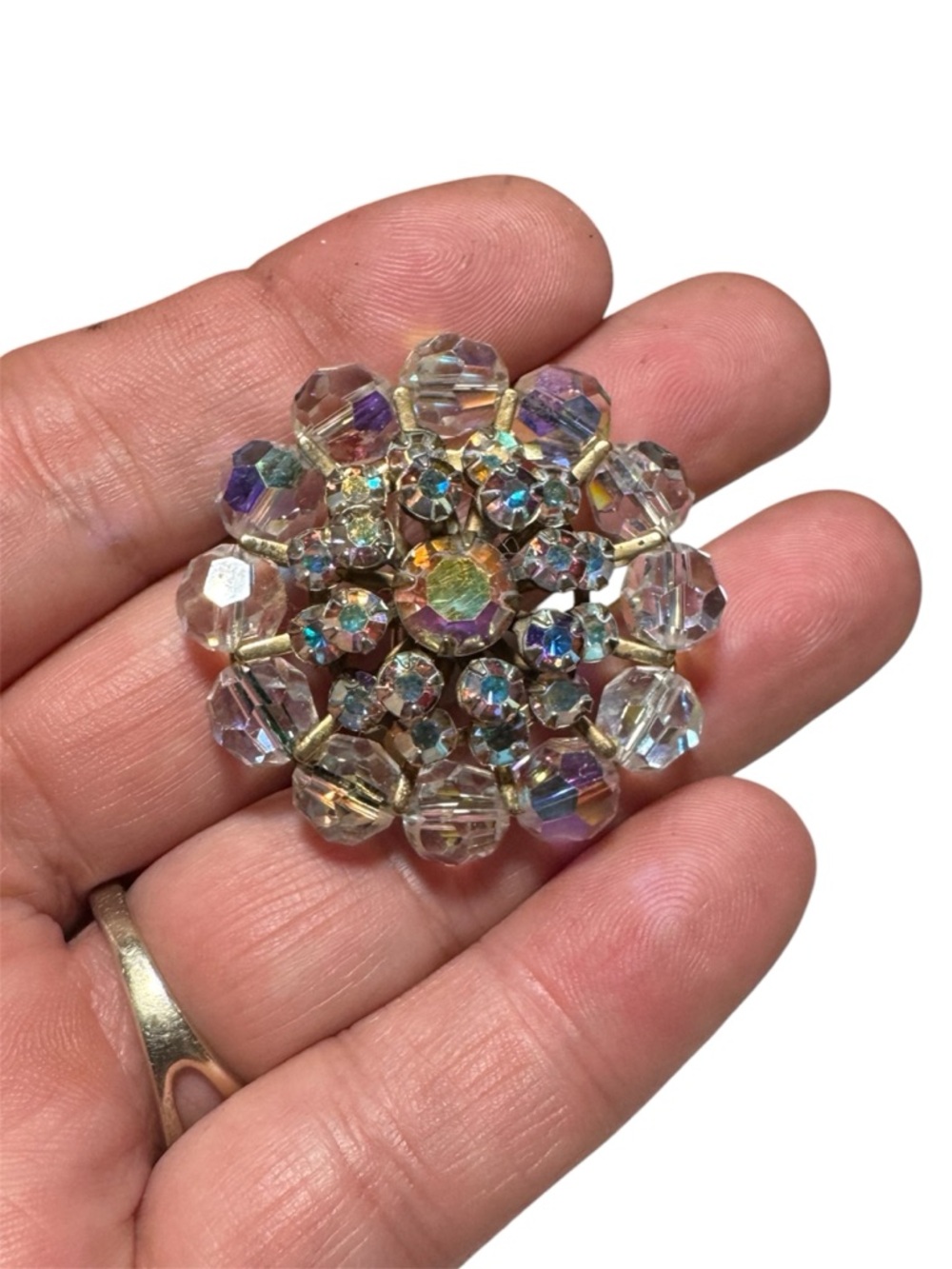 Vintage Facetted / Prong set Aurora Borealis Brooch | Pin | Lapel - UMNARKED